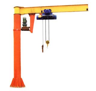 China Sturdy Steel Structure Pillar Motorized Jib Cranes For Fitting Fabrication Workstations factory